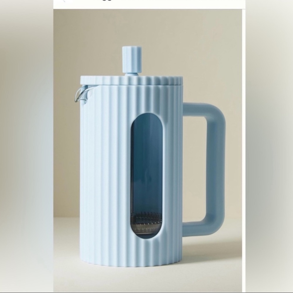Anthropologie Light Blue Ribbed French Press